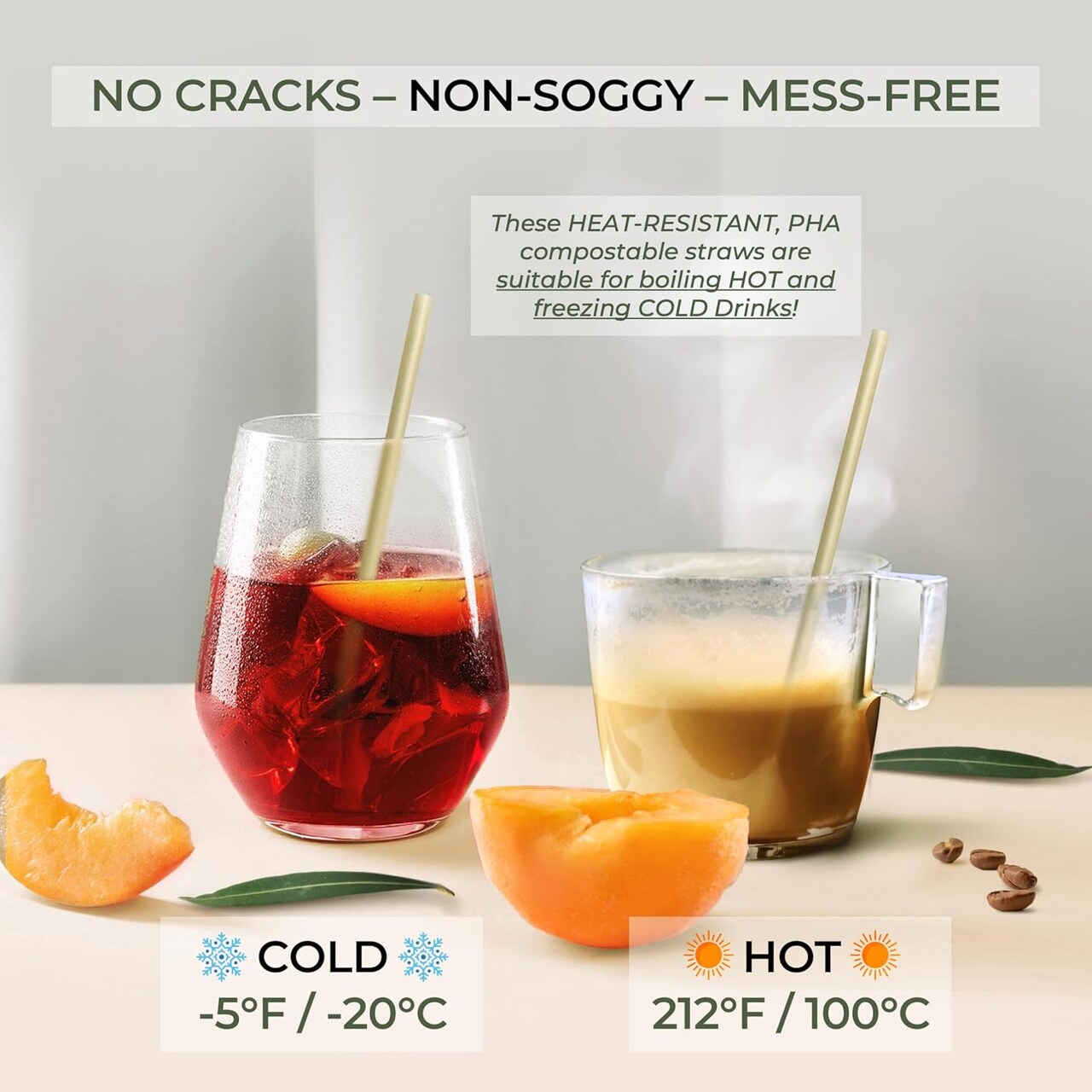 5” Short Biodegradable Sugarcane Cocktail Straws | 200 Count, 100% Compostable, Plastic-Free, Eco-Friendly Drinking Straws | 5-Inch, Heat-Resistant PHA Coffee and Cocktail Stirrers